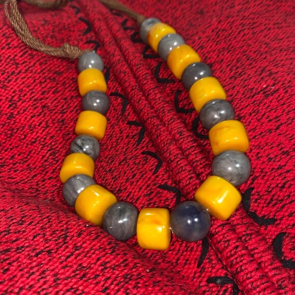 Copal Amber Coral Tribal Necklace Large Exotic Trade Beads African Mali Jewelry - Picture 3 of 6